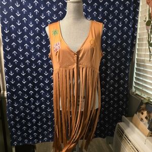Orange Fringe Sleeveless Dress
